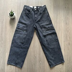 Citizens of Humanity Black Denim Wide Leg Washed Black “Gianna” Jeans
